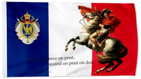 Tapisserie drapeau Napoléon de France - 9,1 x 1,5 m - Couleurs vives - Double couture - En polyester (III, imprimé double face)