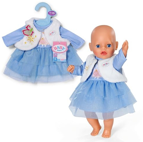 BABY born Robe d'hiver 36 cm avec Gilet Peluche, Motif Mouton