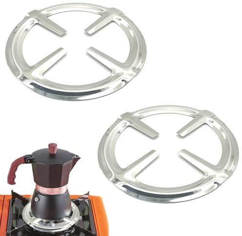 ZAHD 2 Pièce Moka Pot Cuisinière Support Pot Réducteur Anneau Stand Cafetière étagère accessoires Réducteur de Brûleur Support pour anneau de fixation pour cafetière à expresso four cuisine (Argent3)