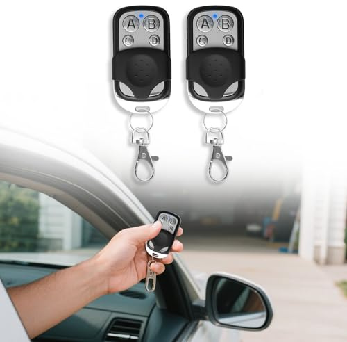 2 unidades de control remoto universal puerta 433,92 MHz código fijo bip control remoto garaje universal inalámbrico con 4 botones deslizantes duplicador para puerta de garaje y coche