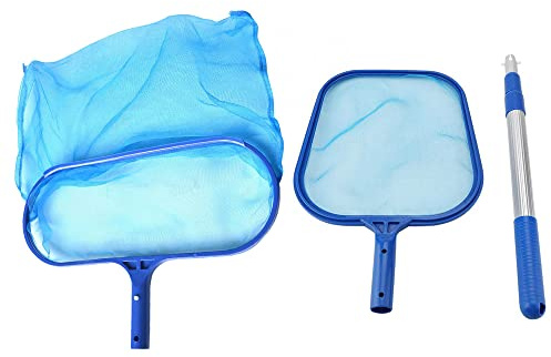 Set di rete da camera per piscina con scopa profonda con tasca a rete, asta telescopica in alluminio, strumento di pulizia per piscine, spa, leggero, efficace, pulito, facile da usare, pratico, a