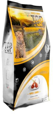Pet's Garden Top Dog Puppies e Juniors Crocchette per Cani Gusto Agnello Alimento Cibo Secco Ideale per l'Accrescimento di Cuccioli Tutte le Razze Taglia Media Sacco 3KG Prodotto Italiano