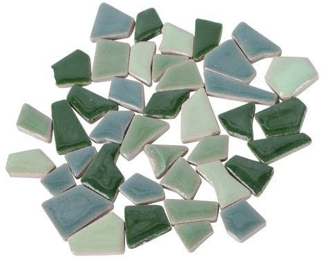 jojofuny Piedras para Mosaico Esmaltadas 500 G Surtido Irregular Verde para Bricolaje Cerámica DIY Azulejos Pequeños Decorativos Manualidades y Proyectos Creativos