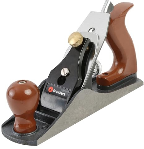 GreatNeck C4 Bench Hand Plane (9 Inch), 2 Inch Cutter, Adjustable to Control the Blade, Cast Iron Body, Quality Plastic Ergonomic Handles