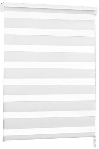 Victoria M. Doppelrollo für Fenster & Türen Duo-Rollo Lichtdurchlässig & Verdunkelnd mit Kettenzug Wand- o. Deckenmontage, 155 x 175cm, Weiss