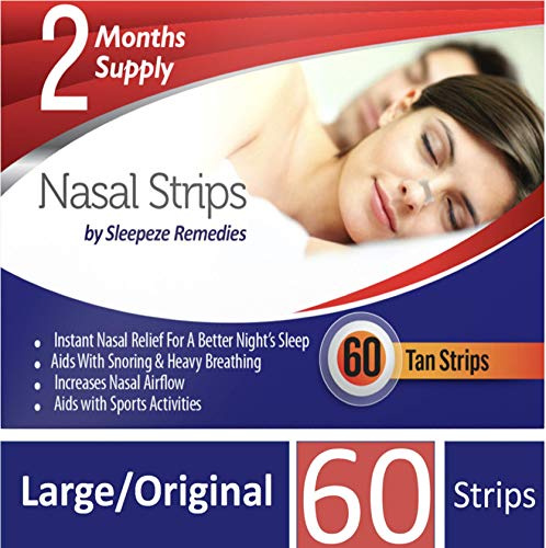 Bandelettes nasales l x60 | Dilatateur bandes nasal grand anti ronflement pour aider à breathe right | Ecarteur nasale et inhalateur nasal de qui soutient la congestion nasale, Lot de 60
