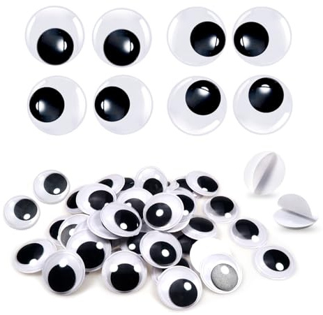 TOAOB 40 Piezas 30 mm Adhesivos Ojos Móviles Negros de Plástico Autoadhesivo Utilizados para Manualidades de Scrapbooking Accesorios