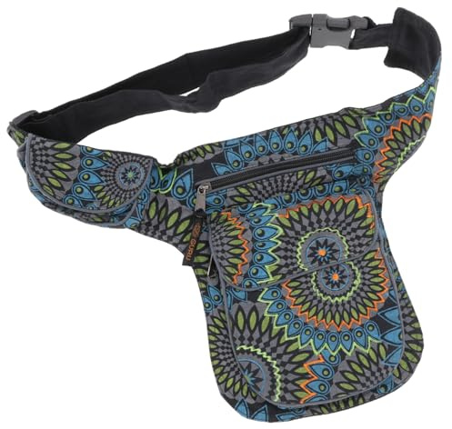 GURU SHOP Stoff Sidebag & Gürteltasche, Goa Gürteltasche - Schwarz, Herren/Damen, Baumwolle, Size:One Size, 27x20 cm, Festival- Bauchtasche Hippie