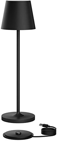 K-Bright Dimmbare LED Akku Tischleuchte | Indoor & Outdoor Wiederaufladbar | Warme Lichtfarbe | IP54 wasserdicht | 240LM | tischleuchte akku mit USB Ladestation Schwarz.