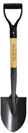 KOLEIYA Small Short Handle Shovel - 28 Inches Overall Length - Kids Metal Sand Shovel for Digging and Gardening - Metal + Wooden