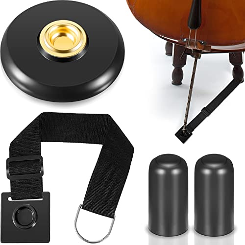 Nuanchu 4-piece Cello Endpin Anchor Set - Non-slip Mat, Strap Stopper, Rubber Floor Protectors for Enhanced Stability During Practice and Performances(Black,Plastic,)