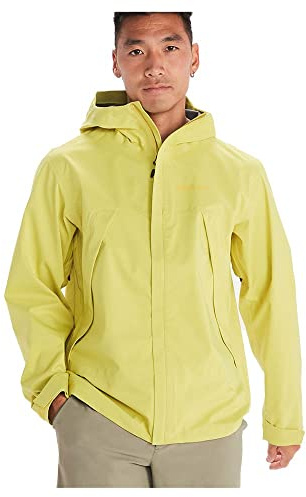 Marmot PreCip Eco Pro Jacket, Chaqueta impermeable, abrigo para la lluvia resistente al viento, transpirable, cortaviento hardshell plegable, ideal para senderismo, Hombre, Limelight, L