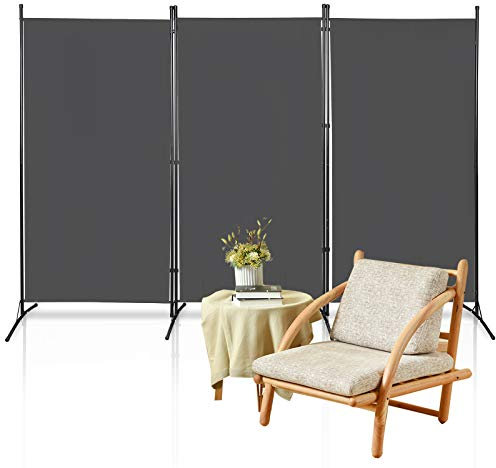Joparri Paravent Raumteiler Innen, Sichtschutz Garten, Blickdichter Verstellbar Stellwand Windschutz, 3 Trennwände, Raumtrenner Wandschirme für Balkon Wohnzimme Büros, Anthrazit, 260x180cm