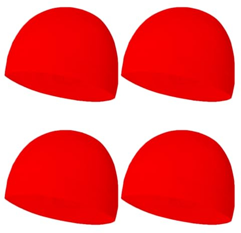 Sweat Wicking Skull Caps Red Cooling Helmet Liner Hat Running Beanie Cycling Skullcap Sleeping Cap for Men Women (Red Sets)