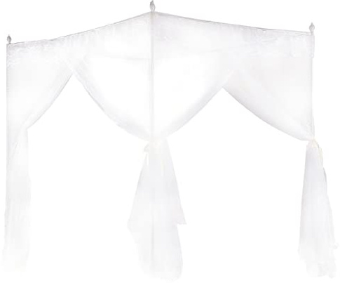 4 Hörn Stolpe Princess Sängkapell, Polyester Sänggardin Andas Mesh Säng Gardin Sängkapell Nätspetsdesign Prinsessstil Sängnät för Flickor Barn Vuxna Sovrumsdekoration (150 * 200 * 200)