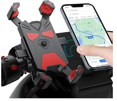JNNJ Support De Téléphone pour Moto, Universel Porte Vélo du Guidon avec 360° Rotation, Porte Téléphone Moto, Scooter, Guidon Et Rétroviseur, Accessoire Moto Smartphone Autres Appareils(Rouge)