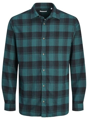 Jack & Jones Camisa de Hombre Slim Fit Camisa, Azul petróleo Oscuro, S