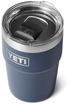 YETI Rambler Cup, Vacuum Insulated Stainless Steel Stackable Cup with Magslider Lid, Navy, 16 oz (475 ml)