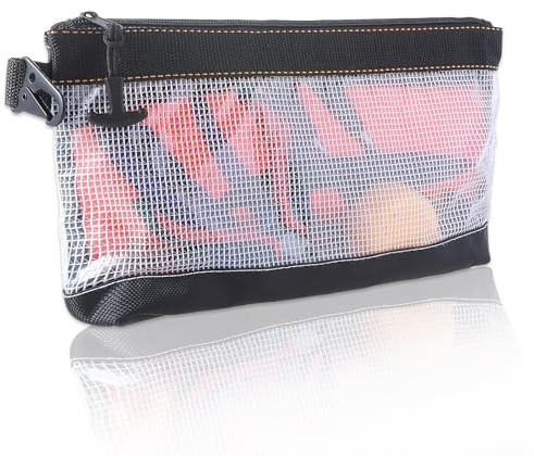 oruola Small Tool Pouch with Hanging Buckle,Small Tool Bag,PVC Zipper Tools Bag with Mesh Window,Waterproof,Heavy Duty Mini Tools Pouches for Spanner,Screw Storage Organizer,Transparent