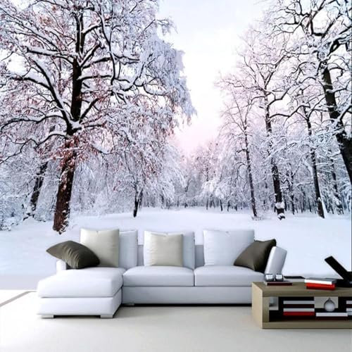 MIXUEXUNLU 3D Mural Wallpaper Beautiful Winter Snow Scene Tree Scene Wall Painting Living Room tv Background Wall Modern Home Decoration