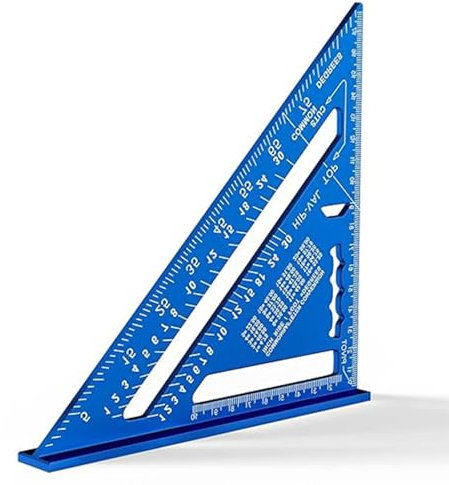 Escuadra Carpintero, Regla Triangular Métrica de Aluminio, Cuadrado de Carpintero de Aleación de Aluminio, Metalicas Carpintero Herramienta de Medición Herramientas para Madera Multifunción (Azul)