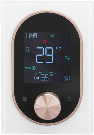 Termostat för Hem med Pekskärm Färgskärm, Smart Färgtermostat LCD Programmerbar Rattkontroll Elektrisk Värmetermostat med APP-kontroll för Hemhotell Kontor Butik (Wireless