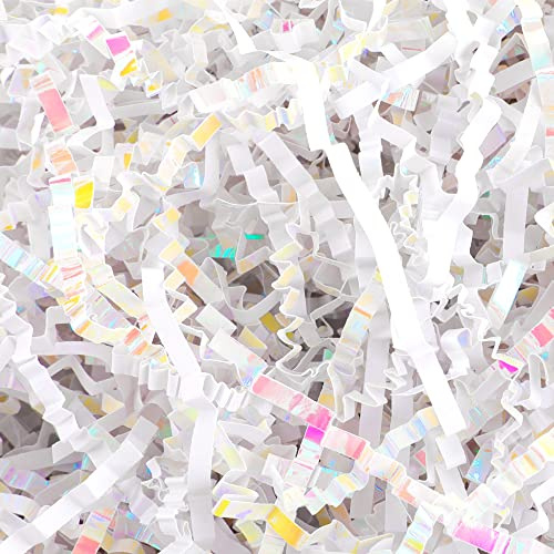 TCAIRG 0,9 kg diamant vit skrynkligt papper strimlat fyllmedel för väska presentbox korg konfetti papper strimlad fyllning dekoration för alla hjärtans dag semester fest