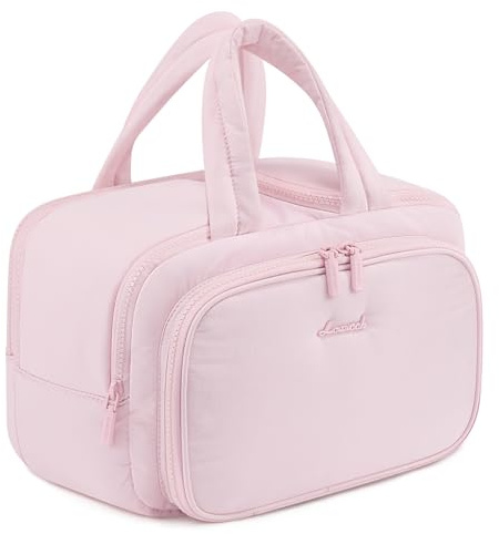 LOVEVOOK Neceser para mujer grande, ligero neceser de viaje, bolsa de cosméticos de fácil acceso con compartimento para artículos húmedos, bolsa de aseo impermeable, bolsa de maquillaje con asa para