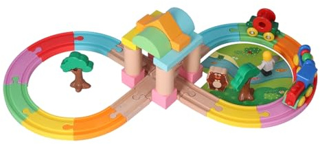 Generic Set di Trenini per bambini. Set da Gioco con Blocchi di Costruzione per il Gioco Cooperativo e la Coordinazione Occhio-mano (Combinazione di binari a forma di OOM-8)
