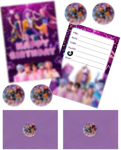 WINXMIN 12 Biglietti d'invito per feste di compleanno per ragazzi con adesivi e buste, Set di inviti di compleanno a tema cartoni animati per feste a tema,Design divertenti e colorati