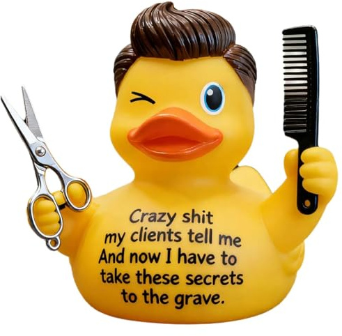 Generisch Friseur-Entenfigur „Ich Mache Frauen schön“ – Friseur-Ente, lustige Deko-Ente für Friseure, originelles Geschenk für Friseure und Beauty-Fans. (#A)