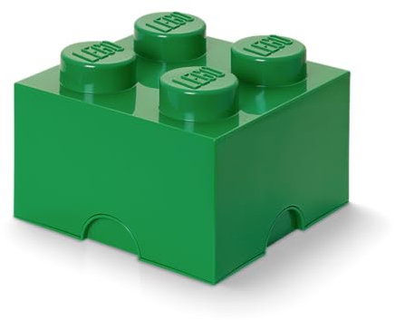 LEGO Aufbewahrungsstein, 4 Noppen, Stapelbare Aufbewahrungsbox, 5,7 l, grün