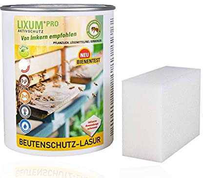 LIXUM BIENEN BEUTENSCHUTZ LASUR BIO (gelb) 300 ml = 3 Beuten (9m²) natürlicher Holzschutz - von Imkern empfohlen! Bienenverträglichkeit laborgeprüft, biologisch, ökologisch, rein natürlich