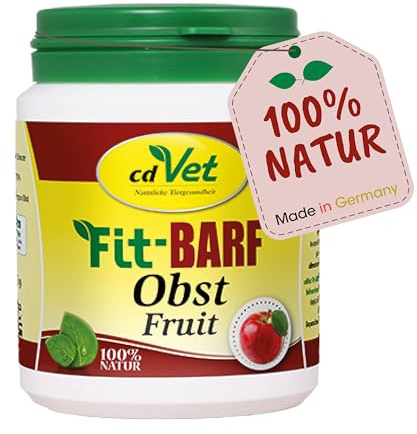 cdVet naturliga produkter Fit-BARF frukt 100 g – hund & katt – maträtt – balanserad näring vid råfodring – vitaminer – rikligt med folsyra – balämnen – alternativ till grönsaker – BARFEN –