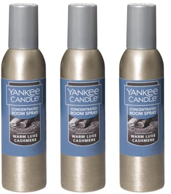 Yankee Candle Concentrated Room Spray Air Freshener, Instant Home Fragrance, Odor Eliminating Spray, Warm Luxe Cashmere (Pack of 3)