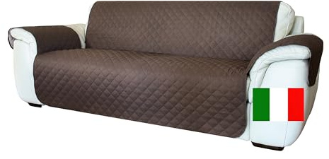 Moonange Copridivano 3 Posti con Braccioli Seduta 165 cm Impermeabile Reversibile Antiscivolo Antimacchia Antigraffio Antipelo Moderno Marrone