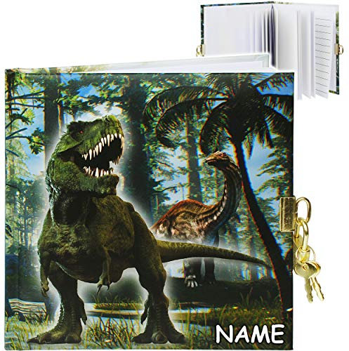 alles-meine.de GmbH Schlüssel & Schloss - Tagebuch/Notizbuch/Poesielabum - Dinosaurier - Dino T-Rex - inkl. Name - blanko weiß - gebunden - 96 Seiten - Dickes Buch - Notizen ..
