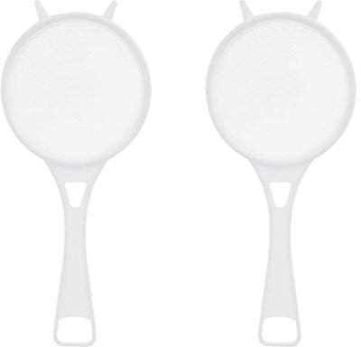 Chef Aid Plastic Tea Strainer with Durable Nylon Mesh Kitchen Utensil White (Pack of 2)