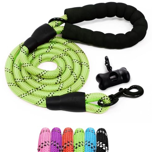 Furdreams Laisse à enfiler pour chien de 1,5 m – Taille unique avec poignée rembourrée douce et fils hautement réfléchissants – Corde d'escalade durable et résistante aux intempéries – Distributeur de