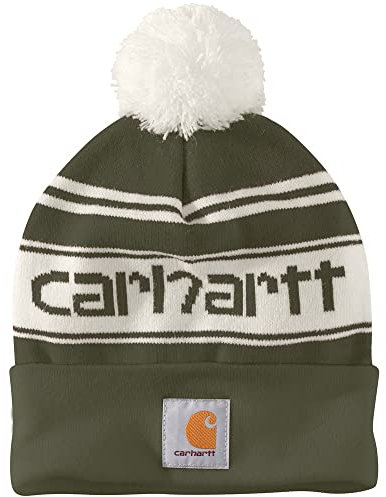 Carhartt Herren Knit pom Cuffed Logo Beanie-Mütze, Lebensbaum, Einheitsgröße
