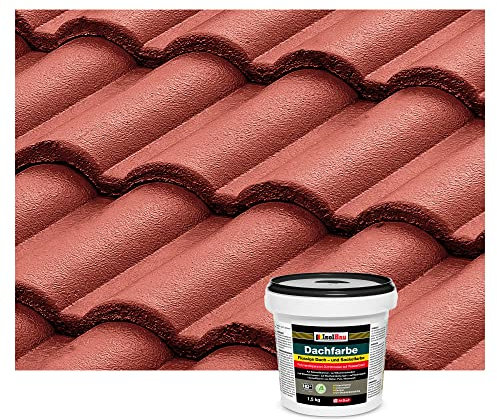 Isolbau Peinture pour toit - 1,5 kg - Couleur RAL - Peinture de façade Nano - Résistante aux intempéries - Sans solvants, imperméable, résistante aux UV - Rouge rustique