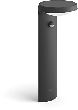 Philips Tyla Outdoor Sockelleuchte (9 W), wetterfeste Außenleuchte mit Bewegungsmelder und warmweißem Licht, energiesparende LED Beleuchtung, anthrazit, Warmweiß