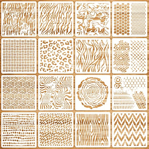 OOTSR 16 Stück Schablonen Set, Zeichnung Malschablonen DIY Schablonen, Wiederverwendbar Kunststoff Schablonen Vorlagen für Holz, Boden, Möbel Wandgestaltung, Scrapbooking Handwerk Deko