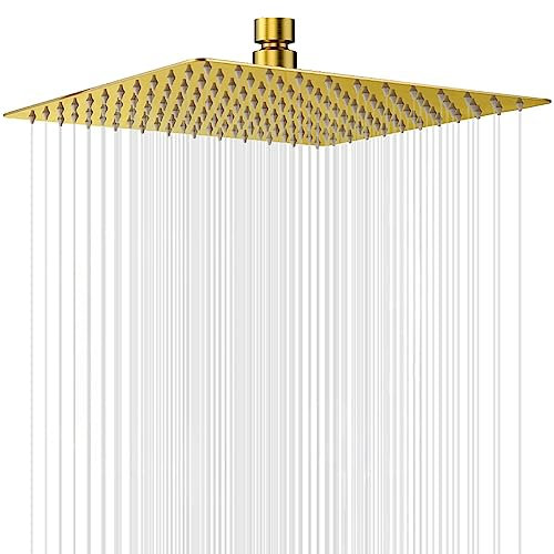 Ohotecy Soffione Doccia a Pioggia 30cm Quadrato Doccia Fisso in Acciaio inox 304 Silicone Anti-Blocco Soffione Doccia Doccia da Bagno Ultra Sottile Facile da Pulire e Installare