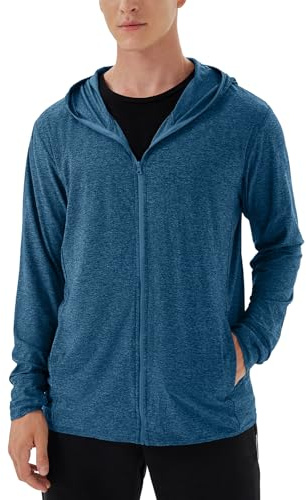 Woitury Mens UPF 50+ UV Full Zip Sun Protection Jacket Hoodie with Pockets Lightweight Fishing Hiking Cooling Shirts Dark blue 4XL