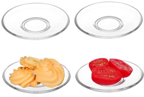 HOMSFOU 4 Stück Untertasse Aus Glas Unterteller Aus Glas Runde Tee-untertassen Tee-untertassen-teller Stumpenkerzenhalter Küchengeschirr Aus Glas Espresso Essenssnacks Nur Schüttgut Japan
