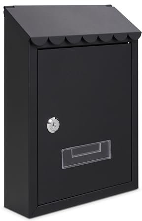 Assorted Collections Boîte aux Lettres Murale | boîte aux Lettres verrouillable en Acier galvanisé avec 2 clés | résistante aux intempéries Boîte aux Lettres, 21 x 30 x 7 cm (Noire)