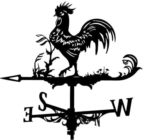 Générique Girouettes sur Pied en Métal, Décoration De Toit en Forme De Coq en Fer, Girouette De Clôture De Toit De Jardin Extérieur, pour Cour De Ferme Extérieure