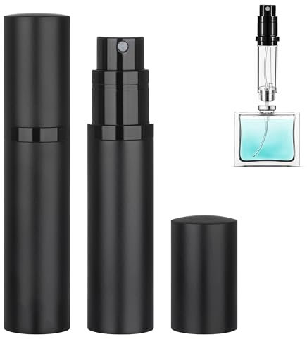 Qavhun Travel Refillable Perfume Atomiser Bottle - 1-Pack 5ml Leakproof Travel Perfume Refillable Bottle, Perfume Atomizer, Portable Fragrance Atomiser (Black & Black)