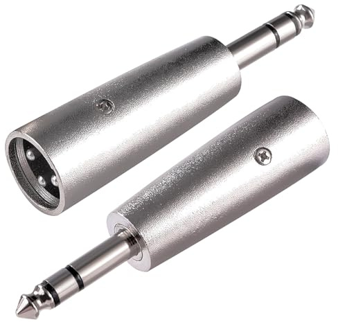 KUOQIY 2 ST 3-Stifts XLR till 6.35mm-Adapter, XLR Hane till 1/4 TRS-Hane Stereo ljudmikrofonkontaktadapter, för Mixers, Mikrofoner och ljudenheter
